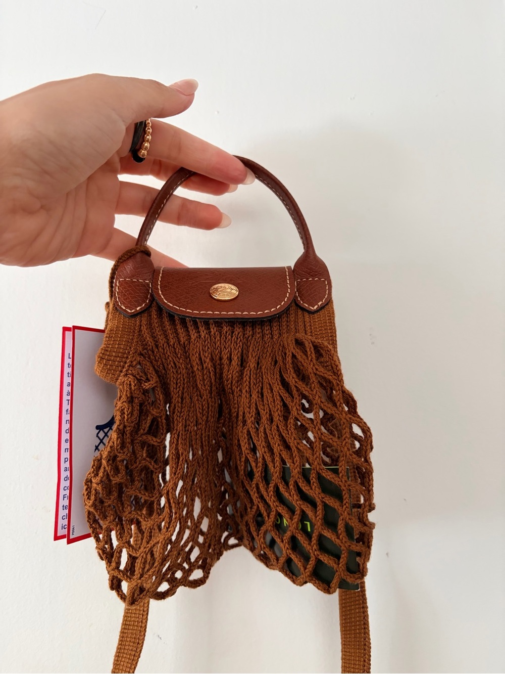 Longchamp Brown Knit Fringe Crossbody Bag